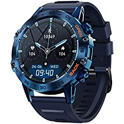 SoPrii Reloj Inteligente Hombre,Smartwatch Hombre Militar,1.39´´ Pantalla Táctil Completo, 100+ Modos de Deportes/SpO2/Pulsómetro/Monitor de Sueño, Outdoor Fitness Smartwatch iOS Android(Azul)