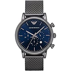 Emporio Armani Reloj Hombre, Movimiento cronógrafo, caja de acero Gunmetal de 46mm con correa de acero, AR1979