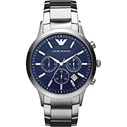 Emporio Armani Reloj Hombre, Movimiento cronógrafo, 43mm Plata / Acero Caja de acero inoxidable con correa de acero inoxidable, AR2448