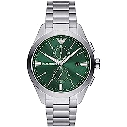 Emporio Armani Reloj Hombre, Movimiento cronógrafo, 43mm caja de acero con correa de acero, AR11480