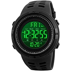 Reloj Digital para Hombre - Relojes Deportivo a Prueba de Agua para Hombre 50M, Reloj Militar Negro de Gran Cara LED con Alarma/Temporizador de Cuenta Regresiva/Cronómetro / 12 / 24H para Hombre
