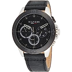 Tommy Hilfiger Reloj Analógico de Cuarzo multifunción para hombre con Correa en piel Negro - 1791894