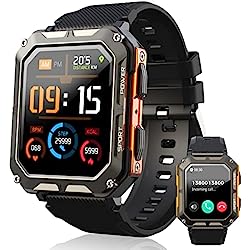 VIRAN Smartwatch Hombre Militar con Llamadas Bluetooth 5.1, Reloj Inteligente Hombre con Podómetro Reloj de Impermeable IP68,con 123 Deportes Modos de Reloj de Compatible para Android iOS