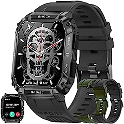 FITCXJX Smartwatch Hombre con Llamada Bluetooth/Marcación, 1.95´´ Reloj Inteligente 5ATM con Reproductor de Música, SpO2, Presión Arterial, Pulsómetro, Monitor Sueño Smartwatch Android iOS(Negro)