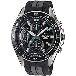 Casio EDIFICE Reloj en caja sólida de acero inoxidable, 10 BAR, Negro/Azul, para Hombre, con Correa de Resina, EFV-550P-1AVUEF