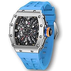Pagani Design - Reloj para hombre, barril de vino, cuarzo, deportivo, 50 ATM, resistente al agua, cara de espejo de zafiro, importado de Japón VH65 PD-1738, 1738-azul, Estilo deportivo