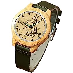 Alskafashion Reloj de Madera Personalizado con Foto o Mensaje Grabado de Doble Cara para Hombres, Mujeres, cumpleaños, Navidad, día del Padre, Regalo (Verde)