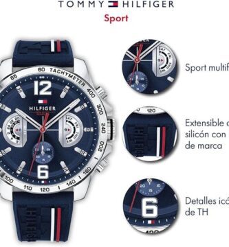 Tommy Hilfiger Reloj Analógico de Cuarzo multifunción para Hombre con Correa en Silicona, Acero Inoxidable o Piel